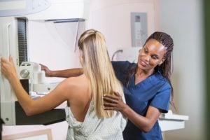 Patient Receiving A Mammogram